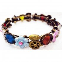 Bracelet manchette fleur multicolore 1 cm