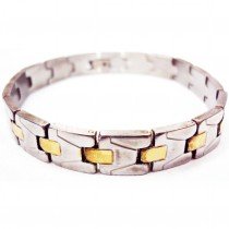 Bracelet acier maille or