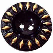 10 Boutons noirs losange dor&eacute; en 25, 29 mm