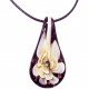 Collier pendentif Murano incrustation OR - Jaune/noir