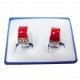 Boucles d'oreilles motif rectangle plaqué argent - Rouge