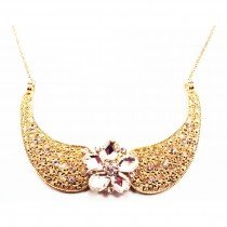 Collier col dor&eacute; en cristal