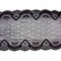 Dentelle carr&eacute; lycra noir/gris 18,5 cm au m&egrave;tre