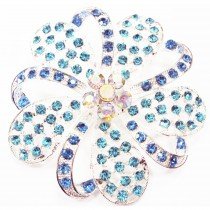 Broche fleur en cristal AB - Bleu