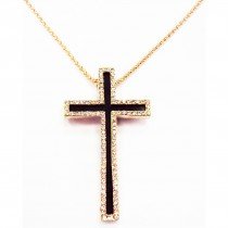 Sautoir grande croix dor&eacute;e