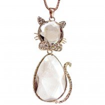 Sautoir chat en cristal 