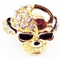 Bague plaqu&eacute; or t&ecirc;te de mort 