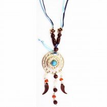 Sautoir rond en satin bleu