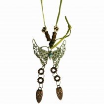 Sautoir papillon daim vert 