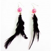 B.O plume &agrave; boule strass - Rose AB