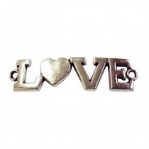 5 perles plaque LOVE en zinc