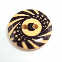 10 Boutons bois motif fantaisie en 18 mm 