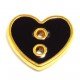 6 Boutons coeur 12, 15 mm- Noir/or