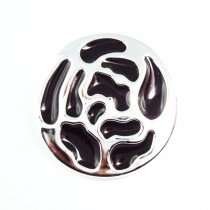 Bouton cam&eacute;lia en 25, 30 mm - Noir/Argent
