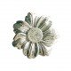 Bouton fleuri à cristal en 30 mm - Argent