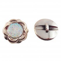 Bouton dor&eacute; &agrave; strass AB en 35 mm